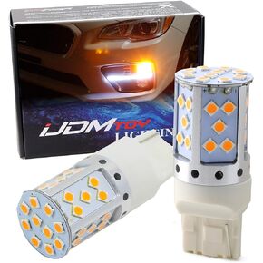 iJDMTOY No Resistor, No Hyper Flash 21W High Power Amber 7440 W21W T20 Replacement Bulbs Compatible With Car Front or Rear Turn Signal Lights