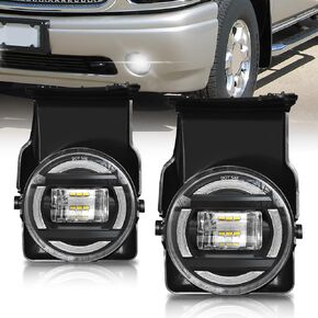 LED Fog Lights with DRL Replacement for 2003 2004 2005 2006 GMC Sierra 1500 2500 3500 with LED Running Light & Turning Signal Light Both Side GC046L