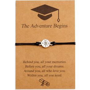 VU100 Graduation Gifts for Her Him Class of 2024 Graduates 15PCS Compass Bracelets College High School Graduation Gifts for Classmates Women Men Boys Girls Friends