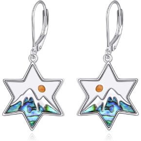 Star of David Earrings Sterling Silver Mustard Seed Mountain Leverback Earrings Star of David Jewelry Gifts for Women