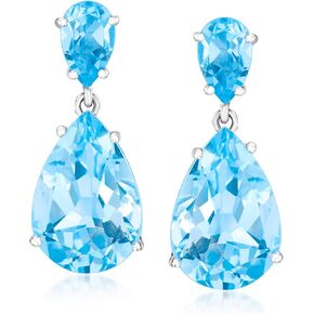 Ross-Simons 14.00 ct. t.w. Blue Topaz Drop Earrings in Sterling Silver in Kuwait