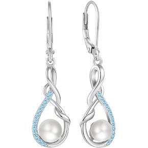 Starchenie Freshwater Cultured Pearl Drop & Dangle Earrings for Women 925 Sterling Silver Infinity Leverback Earrings Birthstones Jewelry