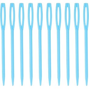 HARFINGTON 200pcs Plastic Sewing Needles, 7cm Length Large Eye Blunt Needles Learning Needles for Sewing Handmade Crafts DIY Notions Stitching, Blue