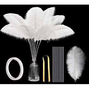 DGYJJZ 20pcs Blue Ostrich Feathers Bulk - Making Kit 10-12 Inch Natural Ostrich Feathers for Vase Centerpieces Wedding Party, Floral Arrangement and Home Decoration (Blue)