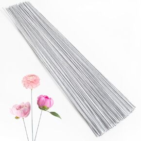 100 Pcs Floral Stems Wire for Paper Flower,14 Inch 18 Gauge White Paper Wrapped Floral stem Wire,White Crafts Floral Stems Wire Supplies for Flower DIY,Flower Arrangement Accessories