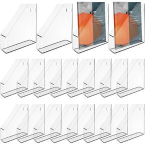 20 PCS Acrylic Magazine File Holder with Handle, Clear Magazine Rack, Vertical File Folder Organizer for Desk, Notebooks Document Storage, for Home Office, School, Workstation Desktop Organizer