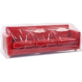 92W x 42D x 62/41H Inches Plastic Couch Covers for Moving, Dust-Proof Furniture Cover for Sofa, Heavy Duty Moving Bag for Sofa Storage and Moving, Renovation Protection Bag (4mil Thickness)