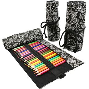 Maydahui 24/48/72 Slots Colored Pencil Wraps Canvas Pencils Roll Holder Pencil Pouch Aesthetic Case Organizer Bag for Art Lovers Artist Drawing(Cat,72 Slots)