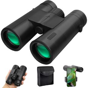 مناظير عالية الدقة مقاس 12 × 42 للبالغين عالية الطاقة - مناظير مدمجة مقاومة للماء مع محول هاتف عالمي - مناظير رؤية منخفضة الإضاءة لمشاهدة الطيور والصيد والسفر وسفينة الرحلات البحرية والأوبرا in Kuwait