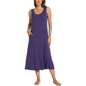 GYS Sleeveless Nightgowns for Women Soft Bamboo Viscose Night Shirts Tank Sleepwear with Pockets Long Sleep Dress