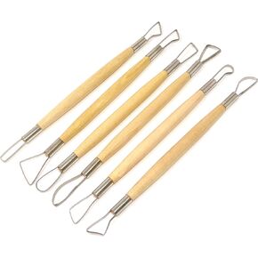 Honbay 6-Piece Wooden Handle Double Ended Modeling Tools Sculpting Tools for Clay, Fondant, Cake, Ceramic, Dough, Plasticine, Plaster, Wax, etc