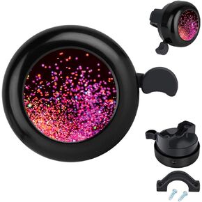 MZELQ Bicycle Bell Cute Clear Sound Adjustable Size Aluminum Bike Accessories Bell Ring for Girls Women Kids Adults, Black(Glitter Pattern)