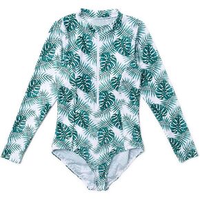 BONVERANO Women One Piece Recycled Sustainable Swimwear UPF 50+ Sun Protection Long Sleeve Rash Guard