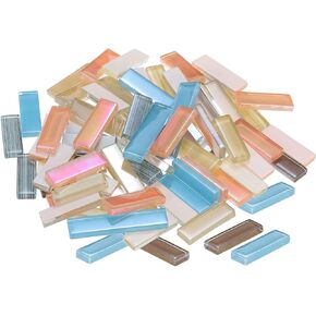 MECCANIXITY 600g Stained Glass Mosaic Strips 1.8" / 1.2" / 1" Multicolor Crystal Glass Mosaic Tiles Bulk for Craft DIY Handmade Project 3 Set