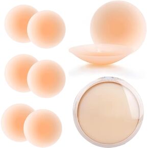 LULULUYPBY Nipple Cover - 4 Pairs Sticky Adhesive Silicone Nipple Pasties - Reusable Nipple Covers for Women with Travel Box