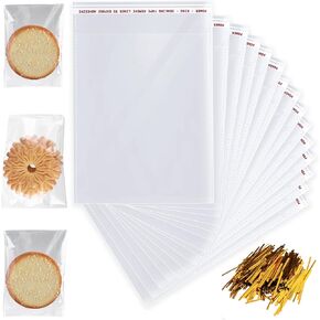 8" x 10" Resealable Cellophane Bags 500 pcs Self Sealing Clear Bags for Packaging Self-adhesive Cello Bags for Jewelry, Cards, Photos, Envelopes, Gifts, Bakery, Candies and Cookies