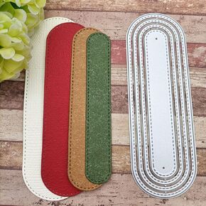 4pcs/Set Oval Bookmark Metal Die Cuts,Stitched Nesting Frame Tag Background Cutting Dies Cut Stencils for DIY Scrapbooking Photo Decorative Embossing Paper Dies for Scrapbooking Card Making