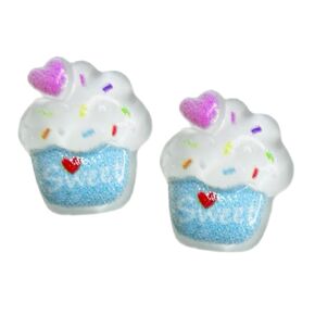 Hypoallergenic Cupcake Stud Earrings on Plastic Posts, Blue