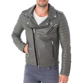 Aaron Craft Men's Lambskin Leather Bomber Biker Jacket