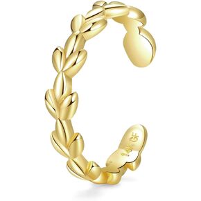 PLOMFOV 14K Gold Filled Gold Toe Rings for Women Adjustable Toe Rings Non Tarnish Solid 14K Real Gold Toe Ring