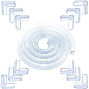 Edge Protector Strip Clear, Baby Proof Corners and Edges, 6.6ft(2M) Silicone Soft Corner Guards with 1MM Pre-Taped Strong Adhesive with 12 Pack Corner Guards Furniture Corner (L Shape)