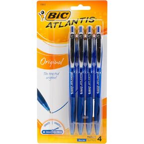 BIC Products - BIC - Atlantis Ballpoint Retractable Pen, Blue Ink, Medium, 4 per Pack - Sold As 1 Pack - Smooth, scratch-free writing. - Soft cushion grip gives you great no-slip comfort. -