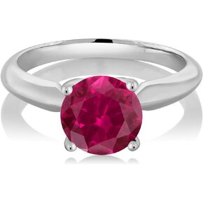 Gem Stone King 925 Sterling Silver Round 7MM Gemstone Birthstone Solitaire Engagement Ring | Wedding Engagement Anniversary Promise Ring For Women