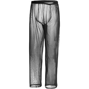 MUEBAIRES Men's See Through Pajamas Pants Mesh Breathable Sheer and Sexy Pants for Men