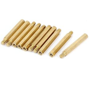 uxcell M4x35mm+6mm Male to Female Thread Brass Hex Standoff Spacer 10Pcs