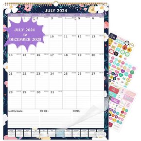 2025 Calendar, 18 Month Wall Calendar 2025-2026 Hanging Spiral Bound Magnetic Fridge Desk Calendars 15" x 12", Jan 2025 - Jun 2026