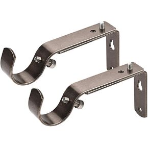 Curtain Rod Bracket Set Of 2 For 1 Or 1 1/8 Inch Rods, Adjustable - Antique Silver