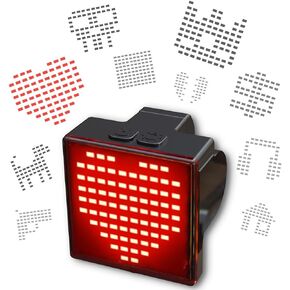 HUGEOAKS Red Bicycle Tail Light, Changeable Pattern, Rechargeable, IPX6 Waterproof, Built-in 1100mAh Battery