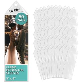 Photo Booth Frames - 50 Premium Vinyl Photo Booth Bookmark Sleeves 2 1/4 X 6 1/4 for Wedding 2x6 inch Photo Booth Sleeve