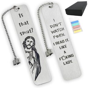 Generic Funny Metal Book Markers Gift, with 100 Pcs Book Page Marker Unique Gifts for Women for Men is That Smutt Jesus Book Marks for Book Lovers Gifts for Friend