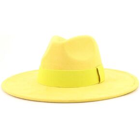Big Wide Brim Fedora Hat for Women Man Classic Suede Panama Hat with Band Western Outdoor hat