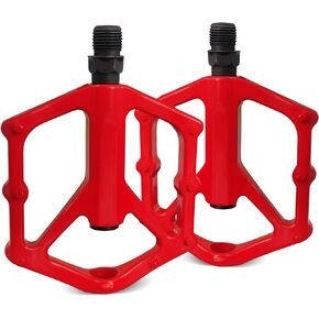 RainFlowwer 14mm Non-Slip Lightweight Aluminum Alloy Bicycle Pedals,Road/MTB Flat Pedals,Mountain Bike Pedals,Fits 9/16" Road Mountain BMX MTB Bike Pedal(red)