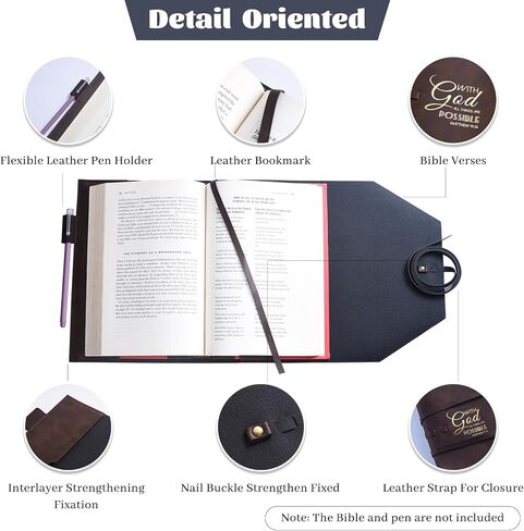 LParkin Leather Bible Cover for Men and Women with God All Things are Possible Matthew 19:26 Bible Wrap Around Strap Bible Cover Gifts in Saudi Arabia
