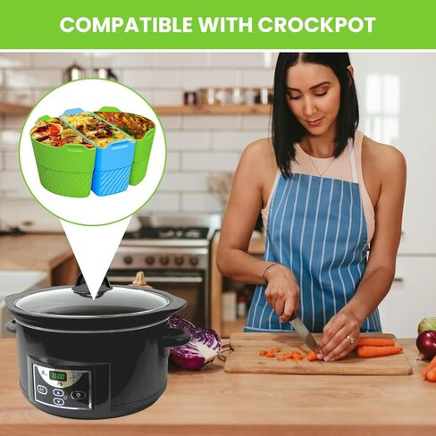 إدراج مقسم طباخ بطيء - فواصل سيليكون 3pcs متوافقة مع Crockpot - إدراج مقسم Crockpot - بطانة طباخ بطيء سيليكون ملونة لأواني 6 Qt - فواصل Pamelekh Kuker سيليكون in Kuwait