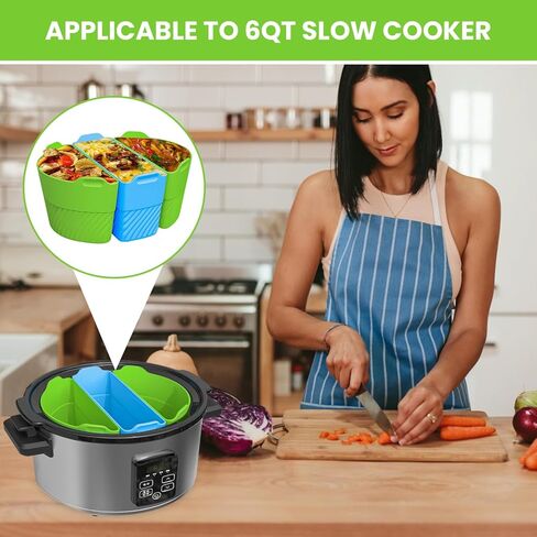 إدراج مقسم طباخ بطيء - فواصل سيليكون 3pcs متوافقة مع Crockpot - إدراج مقسم Crockpot - بطانة طباخ بطيء سيليكون ملونة لأواني 6 Qt - فواصل Pamelekh Kuker سيليكون in Kuwait