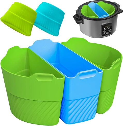 إدراج مقسم طباخ بطيء - فواصل سيليكون 3pcs متوافقة مع Crockpot - إدراج مقسم Crockpot - بطانة طباخ بطيء سيليكون ملونة لأواني 6 Qt - فواصل Pamelekh Kuker سيليكون in Kuwait