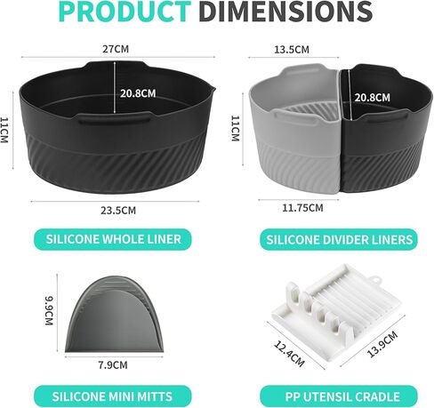 بطانة وعاء الفخار من السيليكون من LAIWOO، وبطانة طباخ بطيء ومقسم وعاء الفخار لأواني الفخار 6-7QT، قابلة لإعادة الاستخدام، وسهلة التنظيف، وخالية من مادة BPA، وآمنة للاستخدام في غسالة الأطباق (مع قفازات ورف تقديم) in Kuwait