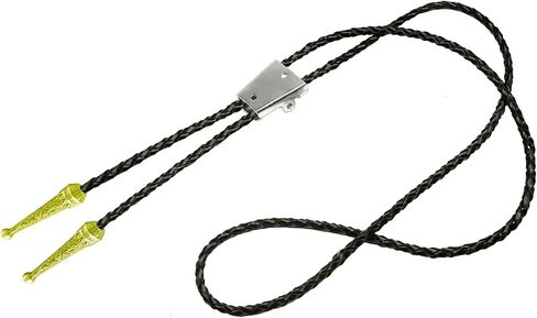 Moranse Bolo tie Clasp accessories With Two Pendants,Leather Rope And Metal Slide Clip Buckle (4pcs) in Saudi Arabia