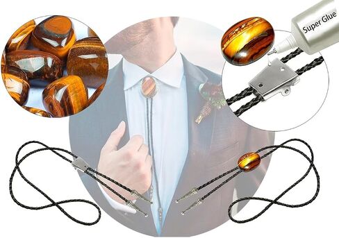 Moranse Bolo tie Clasp accessories With Two Pendants,Leather Rope And Metal Slide Clip Buckle (4pcs) in Saudi Arabia