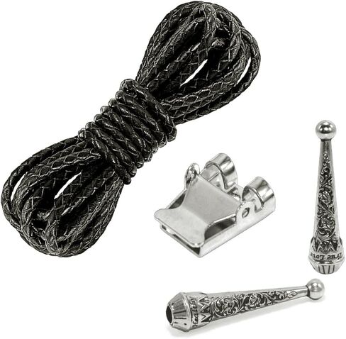 Moranse Bolo tie Clasp accessories With Two Pendants,Leather Rope And Metal Slide Clip Buckle (4pcs) in Saudi Arabia