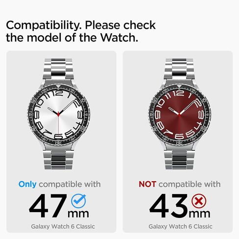 Spigen Bezel Tune Designed for Samsung Galaxy Watch 6 Classic 47mm Bezel Ring Protector Bezel Ring Adhesive Cover (2023) - Black in Saudi Arabia