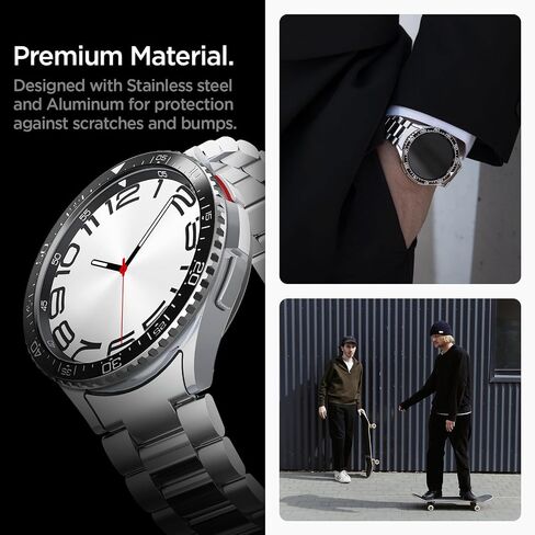 Spigen Bezel Tune Designed for Samsung Galaxy Watch 6 Classic 47mm Bezel Ring Protector Bezel Ring Adhesive Cover (2023) - Black in Saudi Arabia