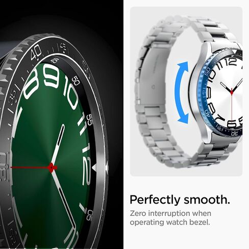 Spigen Bezel Tune Designed for Samsung Galaxy Watch 6 Classic 47mm Bezel Ring Protector Bezel Ring Adhesive Cover (2023) - Black in Saudi Arabia