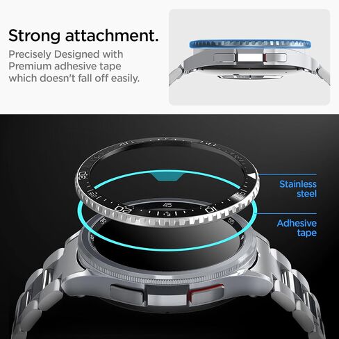 Spigen Bezel Tune Designed for Samsung Galaxy Watch 6 Classic 47mm Bezel Ring Protector Bezel Ring Adhesive Cover (2023) - Black in Saudi Arabia