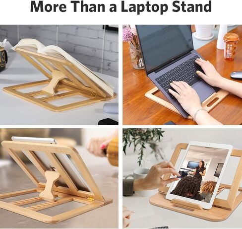 حامل الكمبيوتر المحمول RAVEGO، حامل كمبيوتر محمول خشبي قابل للطي، حامل كمبيوتر MacBook قابل للتعديل للمكتب، حامل كمبيوتر محمول عالمي محمول مع زوايا متعددة لأجهزة الكمبيوتر المحمولة حتى 15.6 بوصة (زان) in Kuwait