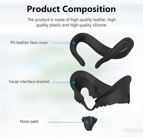 Upgraded Facial Interface Bracket & Face Cushion Cover Compatible for Meta Quest 3 VR Accessories, with Anti-Leakage Nose Pad in Saudi Arabia